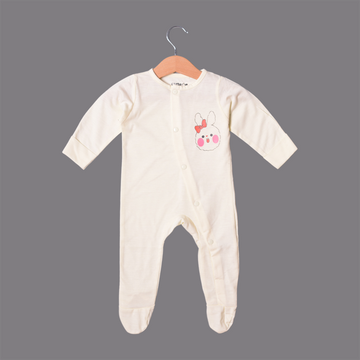 YELLOW "RABBIT" PRINT FULL BODY FULL SLEEVES ROMPERS